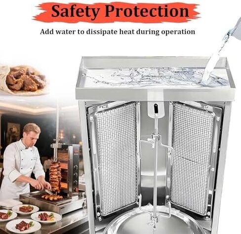 Commercial Shawarma Rotisserie Machine - 2-Burner Doner Kebab Grill with 360° Rotating Broiler, Adjustable Temp, Ideal for BBQ Parties, Home & Restaurant Use (Gas 2800P) in Saudi Arabia