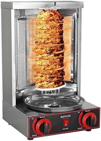 Vertical Gyro Rotisserie Machine - Commercial Shawarma Grill with Bold Heating Tube, 360° Rotating, Adjustable 122-572°F, Stainless Steel for Home & Professional Cooking. in Saudi Arabia