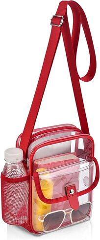 Spodears Clear Crossbody Bag لأحداث الاستاد والحفلات الموسيقية - محفظة حزام الكتف قابل للتعديل مع حامل زجاجة واحد in Kuwait