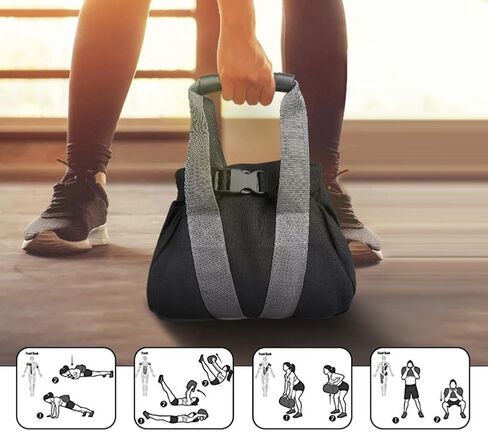 Adjustable Canvas Sandbag for Fitness Home Training, 0-35 lbs Weighted Workout Bag with Ergonomic Handle, Compatible with Yoga Strength Exercise in Saudi Arabia