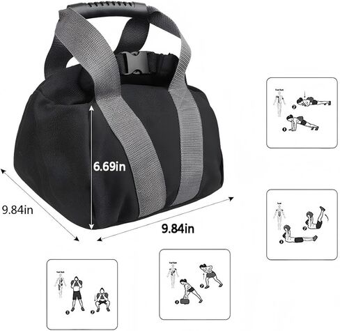 Fitness sandbag Weight Bag, for Strength Training, Yoga and Exercise, Weight Squat Bag, Black, 9.84 x 9.84 x 6.69 inches in Kuwait