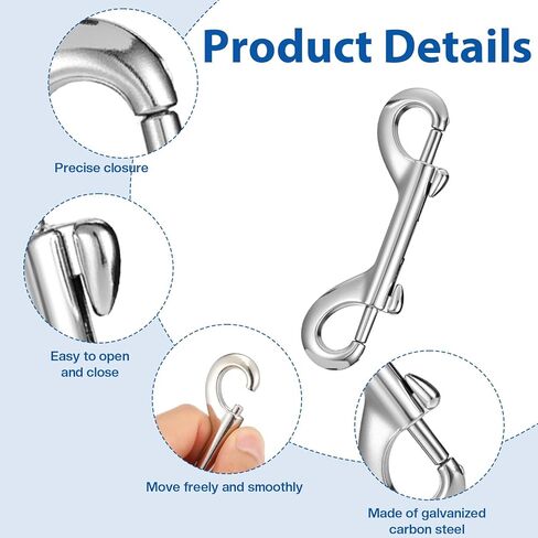 30 قطعة خطافات مزدوجة الأطراف مقاس 3.5 بوصة، مشابك زناد شديدة التحمل من سبائك الزنك بسعة 110 رطل لمقود الكلاب وسلسلة المفاتيح ودلو الحصان والأرجوحة والاستخدام الخارجي in Kuwait