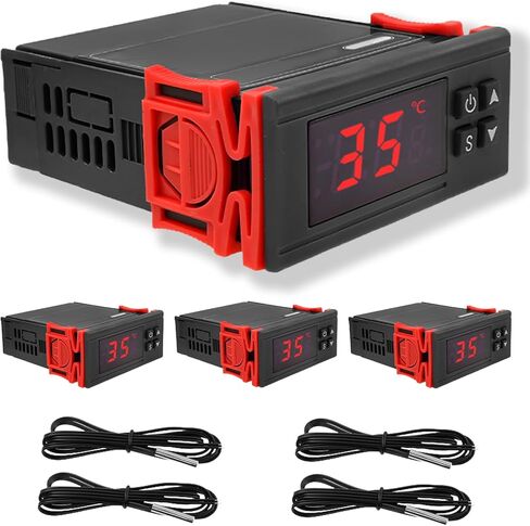 4 قطع ترموستات رقمي STC-1000 وحدة تحكم في درجة الحرارة AC 10A 110 - 220 فولت وحدة تحكم ترموستات عرض مئوية Termostato مع مسبار مستشعر مقاوم للماء NTC لحاضنة ثلاجة الطابعة ثلاثية الأبعاد in Kuwait