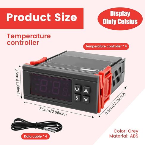 4 قطع ترموستات رقمي STC-1000 وحدة تحكم في درجة الحرارة AC 10A 110 - 220 فولت وحدة تحكم ترموستات عرض مئوية Termostato مع مسبار مستشعر مقاوم للماء NTC لحاضنة ثلاجة الطابعة ثلاثية الأبعاد in Kuwait