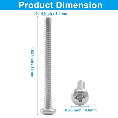 50 Pack Extra Long Outlet Screws, 6-32 x 1.5 Inch 304 Stainless Steel Machine Screws, Phillips Pan Head Machine Screws for Electrical Outlets for Fix Wonky and Sunken Outlets in Saudi Arabia