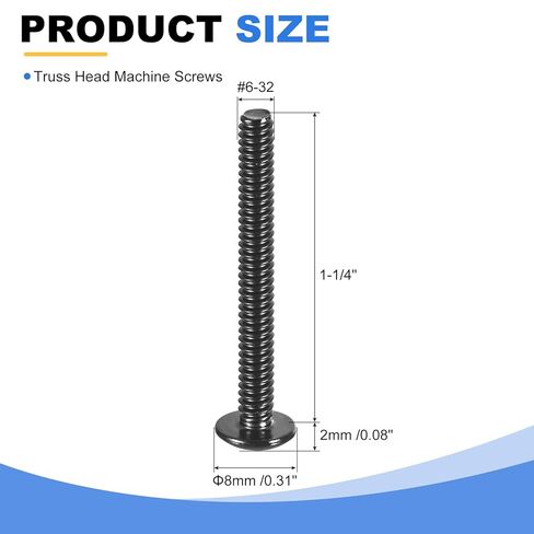 uxcell #6-32 x 1-1/4" Truss Head Phillips Machine Screws, Full Thread, Phillips Drive, 304 Stainless Steel 18-8, Black Oxide Finish, Quantity 50 in Saudi Arabia
