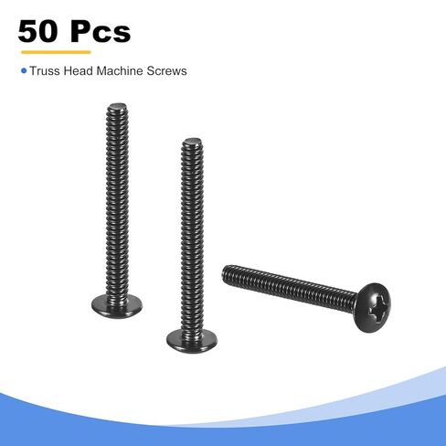 uxcell #6-32 x 1-1/4" Truss Head Phillips Machine Screws, Full Thread, Phillips Drive, 304 Stainless Steel 18-8, Black Oxide Finish, Quantity 50 in Saudi Arabia