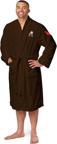 Northwest The Company Official NFL Cleveland Browns Men's L/XL Silk Touch Bath Robe with Number, Brown, 26" x 47" in Saudi Arabia