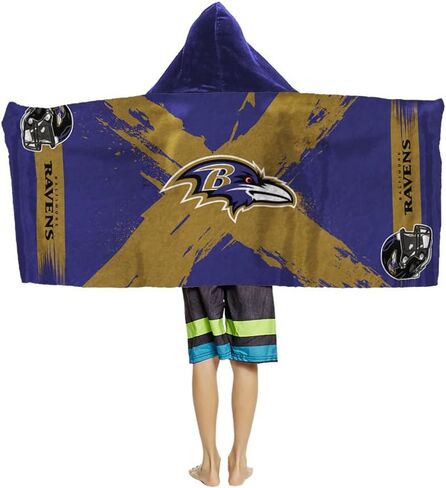 منشفة Northwest Baltimore Ravens NFL Cross Out للشباب ذات القلنسوة المصنوعة من الألياف الدقيقة مقاس 22 × 51 بوصة in Saudi Arabia