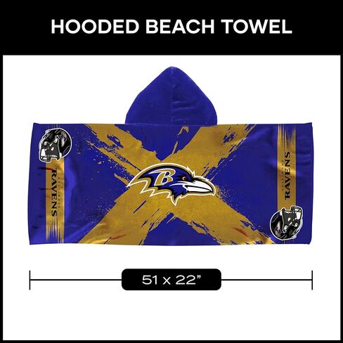 منشفة Northwest Baltimore Ravens NFL Cross Out للشباب ذات القلنسوة المصنوعة من الألياف الدقيقة مقاس 22 × 51 بوصة in Saudi Arabia