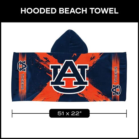 Northwest Auburn Tigers NCAA Cross Out Youth Hooded Micro Fiber Towel 22 x 51 Inches in Saudi Arabia