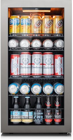 Ca'Lefort 155 Cans Beverage Cooler Mini Fridge, Beverage Refrigerator with Reversible Glass Door, Adjustable Shelves for Soda, Beer & Wine, Digital Temperature Control for Home, Office, Bar or Dorm in Kuwait