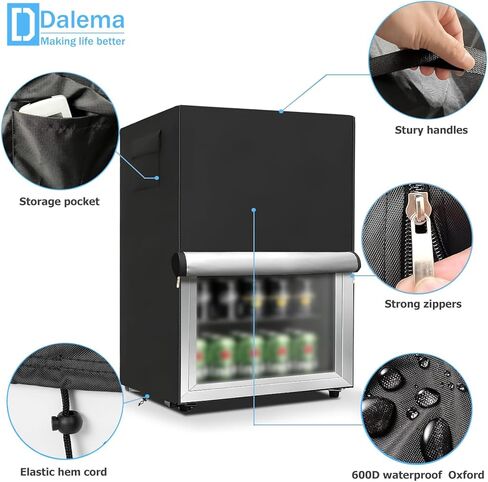 Outdoor Refrigerator Cover,600D Heavy Duty 100% Waterproof Upright Freezer Cover,Outside Stand Up Fridge Covers.Front Can Be Rolled-Up by Zippers.(Black,20" W x 20" D x 33" H) in Kuwait
