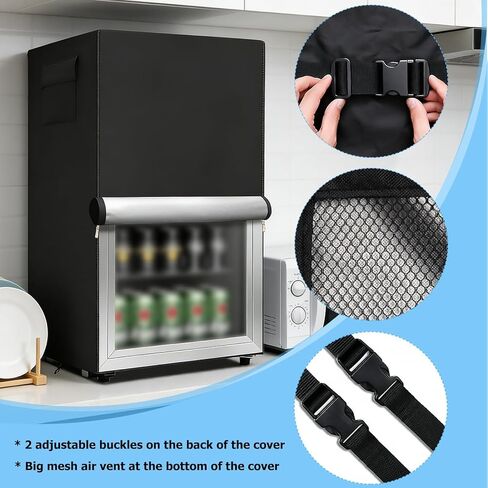 Outdoor Refrigerator Cover,600D Heavy Duty 100% Waterproof Upright Freezer Cover,Outside Stand Up Fridge Covers.Front Can Be Rolled-Up by Zippers.(Black,20" W x 20" D x 33" H) in Kuwait