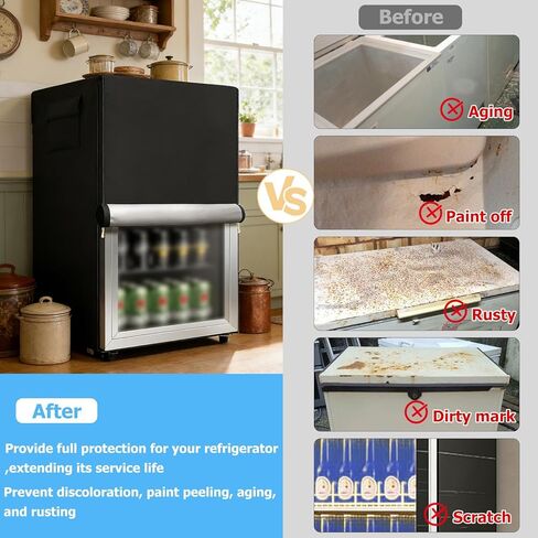 Outdoor Refrigerator Cover,600D Heavy Duty 100% Waterproof Upright Freezer Cover,Outside Stand Up Fridge Covers.Front Can Be Rolled-Up by Zippers.(Black,20" W x 20" D x 33" H) in Kuwait