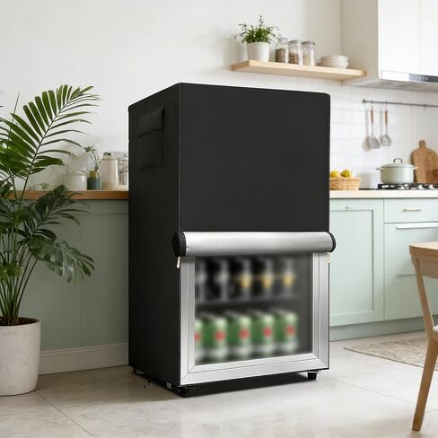 Outdoor Refrigerator Cover,600D Heavy Duty 100% Waterproof Upright Freezer Cover,Outside Stand Up Fridge Covers.Front Can Be Rolled-Up by Zippers.(Black,20" W x 20" D x 33" H) in Kuwait