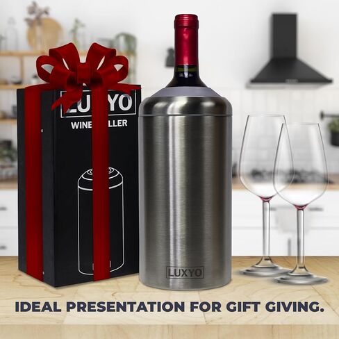 LUXYO Wine Bottle Chiller – Portable Insulated Champagne Cooler for 750ml Bottles, Stainless Steel Double Wall Bucket for Hosting, Gifts & Outdoor Use in Saudi Arabia