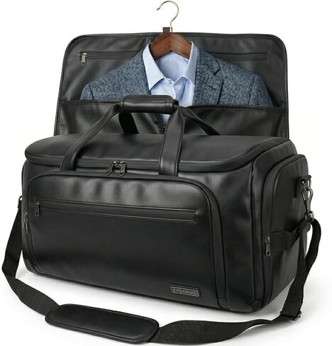 Convertible Garment Bags for Travel, Carry On Garment Duffle Bag for Men Women Foldable Large Weekender Bag 2 in 1 Waterproof Hanging Suit, Business Travel Bag with Shoe Compartment,Black in Saudi Arabia