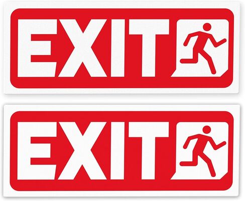 Exit Sign Stickers Red – 2 Pack 10x4 Inch –Vinyl, Laminated for UV, Weather & Fade Resistance, Indoor & Outdoor for Business, School, Office in Saudi Arabia