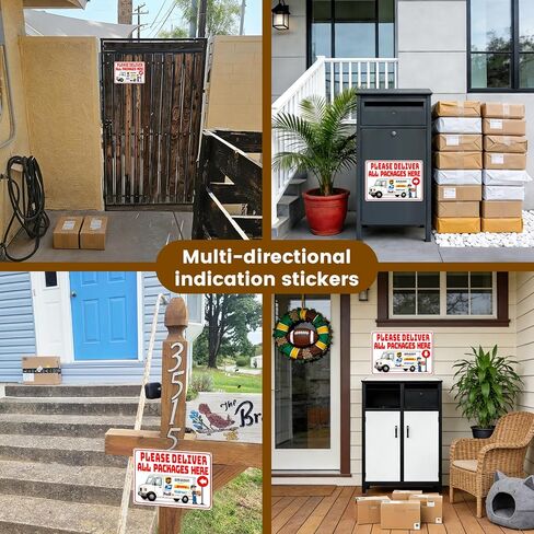 14 x 10 Inch Delivery Sign for Packages, Rust-Free Aluminum Metal Sign with Directional Arrow Stickers for House, Porch, Yard, Outdoor, and Delivery Box in Saudi Arabia