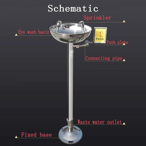 304 Stainless Steel Foot-Operated Eye Washer, Laboratory Urgent Vertical Eyewash Industry Laboratory Emergency Cleaning Device in Saudi Arabia