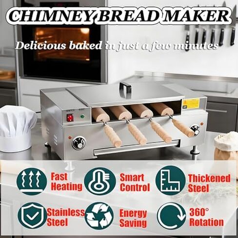 Commercial Chimney Cake Oven Maker, 3000W Electric Toaster with Digital Display, Ideal for Making Chimney Cake Rolls & Ice Cream Cones, Perfect for Bakery & Catering. in Saudi Arabia