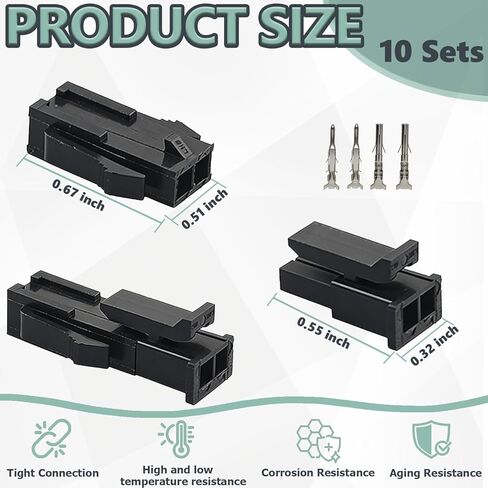 10 مجموعات متوافقة مع موليكس مايكرو فيت 3.0 ثنائي الصف (دائرتين) مقابس ذكر وأنثى مع كتل طرفية in Kuwait