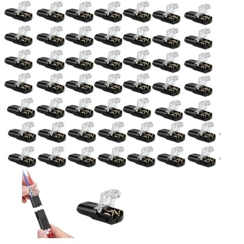 2026 Upgraded 50pcs Double-Wire Quick Connect Plugs, Locking Buckle Snap-On Blocks for LED Strip Lights, No Soldering Wire Connectors for Low-Voltage DIY Crafting and Model Kits (Pack of 50) in Kuwait