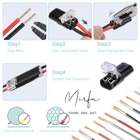 2026 Upgraded 50pcs Double-Wire Quick Connect Plugs, Locking Buckle Snap-On Blocks for LED Strip Lights, No Soldering Wire Connectors for Low-Voltage DIY Crafting and Model Kits (Pack of 50) in Kuwait