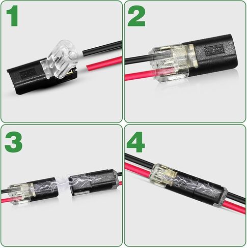 2026 Upgraded 50pcs Double-Wire Quick Connect Plugs, Locking Buckle Snap-On Blocks for LED Strip Lights, No Soldering Wire Connectors for Low-Voltage DIY Crafting and Model Kits (Pack of 50) in Kuwait