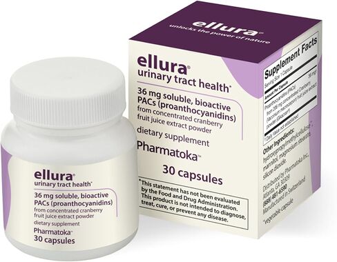ellura 36mg Clinically Proven Soluble, Bioactive PACs – 100% Concentrated Cranberry Fruit Juice Extract, for UTI Support & Urinary Tract Health, 30 Capsules. in Saudi Arabia