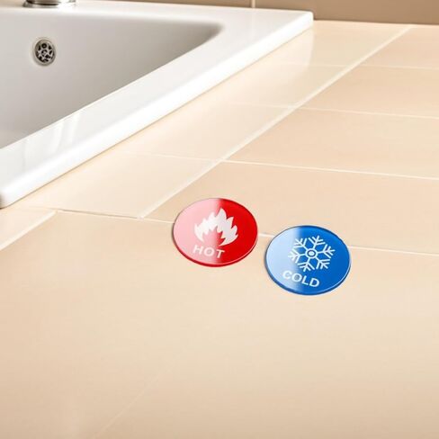 Garneck 16pcs Acrylic Hot Cold Faucet Signs Self-adhesive Water Temperature Labels for Bathroom Wall Hotel Kitchen Sinks Washroom Indicators Easy Installation in Saudi Arabia