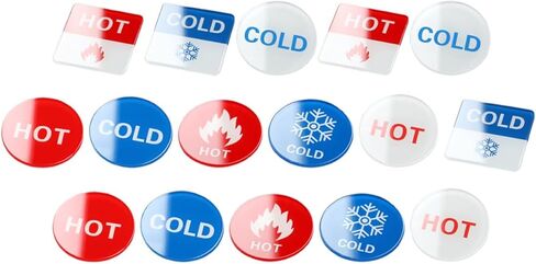 COHEALI 16pcs Acrylic Hot Cold Water Indicator Stickers for Faucets Labels for Bathroom Sinks Hotels Kindergartens with Read Temperature Warning Signs in Saudi Arabia