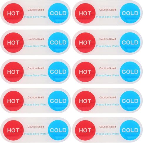 10pcs Acrylic Hot and Cold Water Indicator Stickers Faucet Labels for Hotels Bathrooms Showers and Identify Water Marking Signs in Saudi Arabia