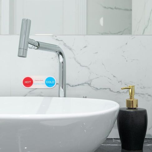 10pcs Acrylic Hot and Cold Water Indicator Stickers Faucet Labels for Hotels Bathrooms Showers and Identify Water Marking Signs in Saudi Arabia