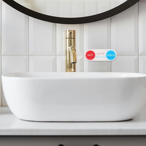 10pcs Acrylic Hot and Cold Water Indicator Stickers Faucet Labels for Hotels Bathrooms Showers and Identify Water Marking Signs in Saudi Arabia