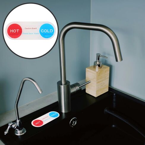 10pcs Acrylic Hot and Cold Water Indicator Stickers Faucet Labels for Hotels Bathrooms Showers and Identify Water Marking Signs in Saudi Arabia