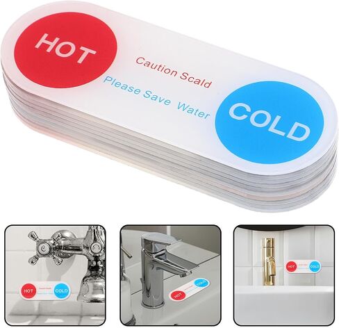 10pcs Acrylic Hot and Cold Water Indicator Stickers Faucet Labels for Hotels Bathrooms Showers and Identify Water Marking Signs in Saudi Arabia