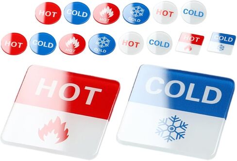 BESPORTBLE 16pcs Acrylic Hot Cold Water Signs for Faucets Temperature Indicator Stickers for Bathroom Kitchen Sinks Minimalist Design Hot Cold Labels for Hotels and Homes in Saudi Arabia