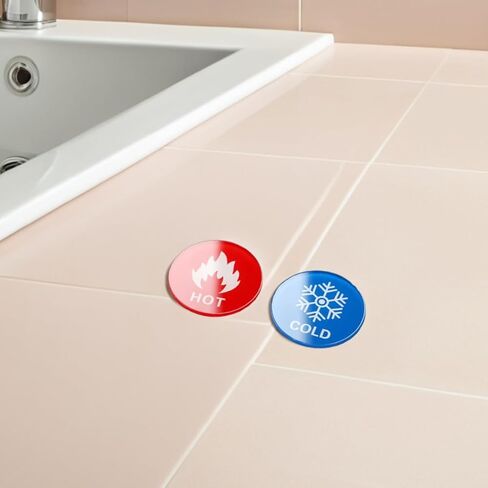 BESPORTBLE 16pcs Acrylic Hot Cold Water Signs for Faucets Temperature Indicator Stickers for Bathroom Kitchen Sinks Minimalist Design Hot Cold Labels for Hotels and Homes in Saudi Arabia