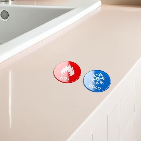 BESPORTBLE 16pcs Acrylic Hot Cold Water Signs for Faucets Temperature Indicator Stickers for Bathroom Kitchen Sinks Minimalist Design Hot Cold Labels for Hotels and Homes in Saudi Arabia