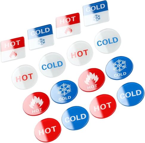 16pcs Hot and Cold Faucet Sign Acrylic Water Temperature Indicator Stickers for Bathroom Kitchen Sink Hot and Cold Marker Signs Self-Adhesive Set for Hotel Office Use in Saudi Arabia