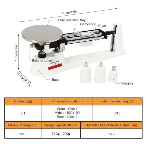 Lab Triple Beam Balance Scale 2610G x 0.1g Stainless Steel Retro Lightweight in Saudi Arabia