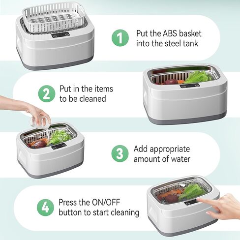 منظف ​​المجوهرات بالموجات فوق الصوتية ، آلة نظافة خاتم Kunphy 46 كيلو هرتز ، منظف مجوهرات متعدد الأغراض مهني مع عملية واحدة ، منظف صوتي للحلقات ، قلادة ، فضية ، أبيض ذهبي in Kuwait