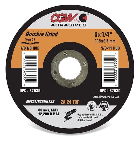 CGWAbrasives Quickie Grind Zirconia 1/4" Griding Wheels - 35665-41/2X1/8X5/8-11 T27 ZA24-T-BF Pipeline (10 Pack) in Kuwait