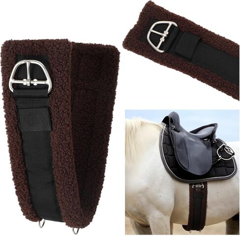 Shappy Western Horse Cinch Horse Girth for Cinch Saddle Brown Soft Fleece Padding Non-Slip Nylon Webbing Stainless Steel Buckles Comfortable and Easy to Install for Western Saddles in Saudi Arabia