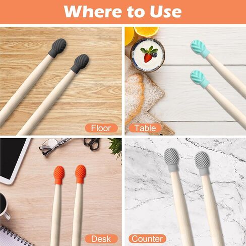 8+2 PCS Drumstick Dampeners Set for Silencing Drumming Practice, Silicone Drumstick Tips Replace Your Drum Practice Pad include 2PCS Drumsticks, 8PCS Silicone Drumstick Tips in 4 Colors in Kuwait