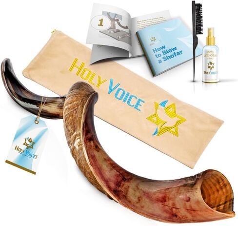 Holy Voice Kosher Kudu Shofar Horn from Israel – Traditional Half-Polished Yemenite Shofar Includes Carrying Bag, Brush and Blowing Guide - Easy Blowing Ancient Musical Instrument (12"-16") in Kuwait