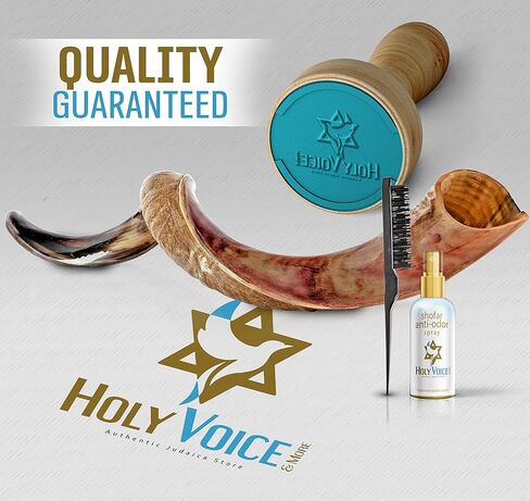 Holy Voice Kosher Kudu Shofar Horn from Israel – Traditional Half-Polished Yemenite Shofar Includes Carrying Bag, Brush and Blowing Guide - Easy Blowing Ancient Musical Instrument (12"-16") in Kuwait