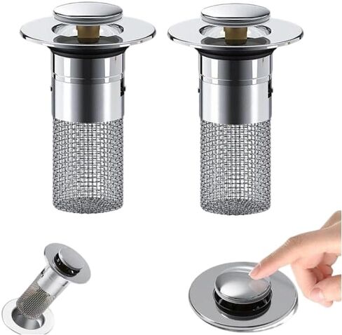 قطعتان من مصفاة تصريف حوض الحمام، سلة لالتقاط الشعر من الفولاذ المقاوم للصدأ، مناسبة عالميًا لأحواض الحمام وأحواض الاستحمام والدش ومصارف الأرضيات. in Kuwait